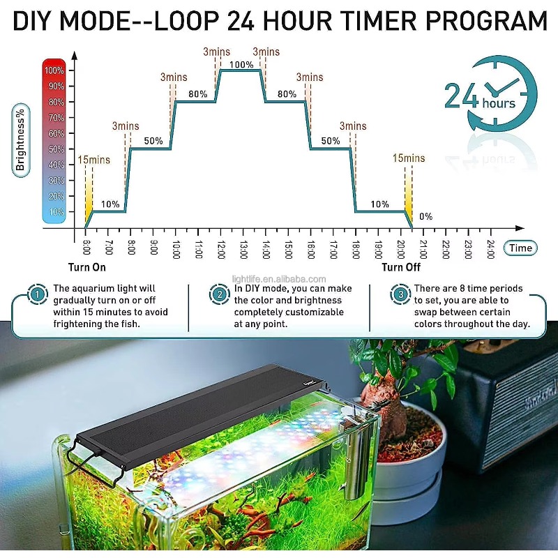 Lampu Akuarium LED Otomatis 24 - Planted Aquarium Cycling ulasan dan harga